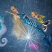 Bambola Sirena che Nuota con sirena bambina e cavalluccio marino