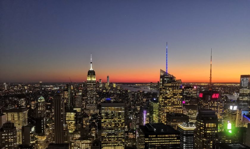 tramonto a New York City visto dal TOP OF THE ROCK