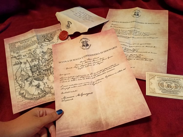 lettera di ammissione Hogwarts di harry potter