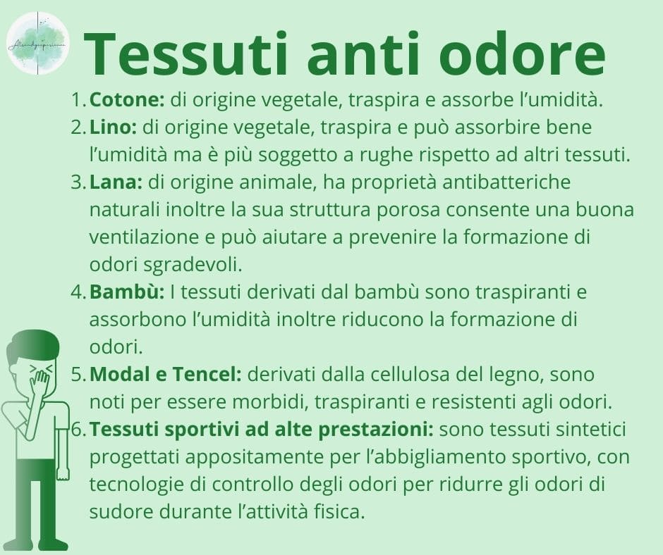 I tessuti meno suscettibili agli odori