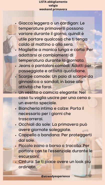 Weekend di primavera solo capi essenziali in valigia