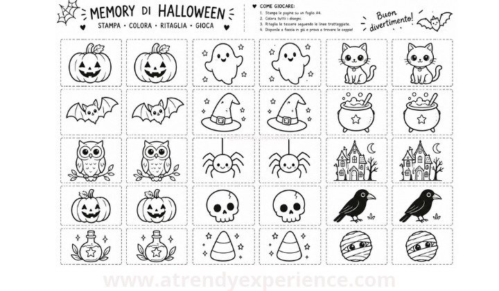 Giochi di Halloween da stampare gratis memory