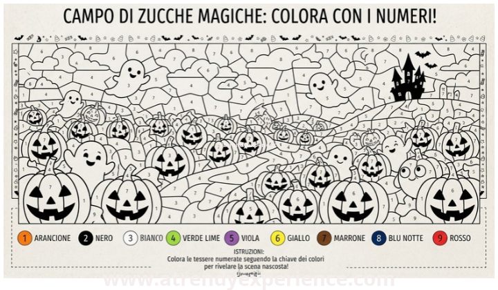 Giochi di Halloween da stampare colora con i numeri