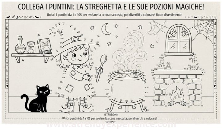 Giochi di Halloween da stampare unisci i puntini mostruosi