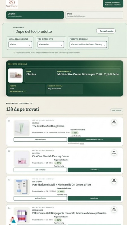 SkinDupe e il confronto tra Clarins e Celimax